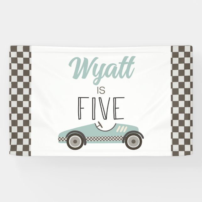 Bannière d'anniversaire de 5 ans de voiture de cou (Horizontal)