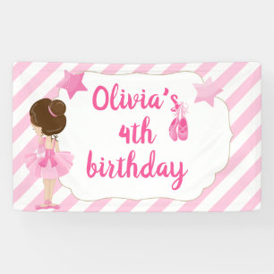 Bannière d'anniversaire de ballerine avec des rayu