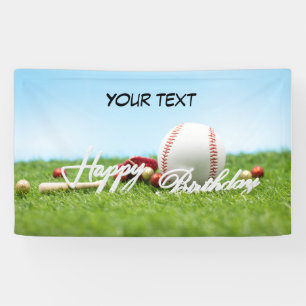 Bannière d'anniversaire de baseball avec votre tex