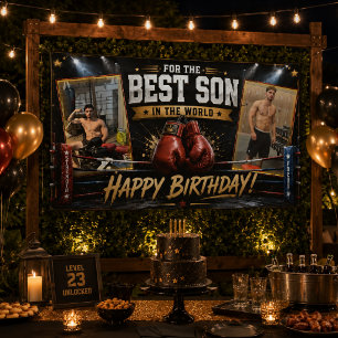 Bannière d'anniversaire de boxe pour fils Photo Co
