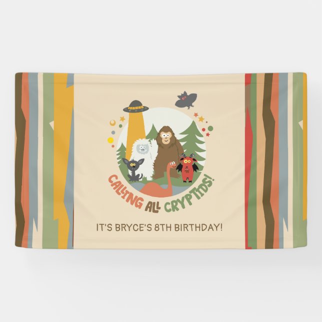 Bannière d'anniversaire de cryptide pour enfants (Horizontal)