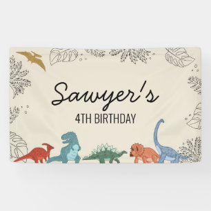 Bannière d'anniversaire de dinosaure