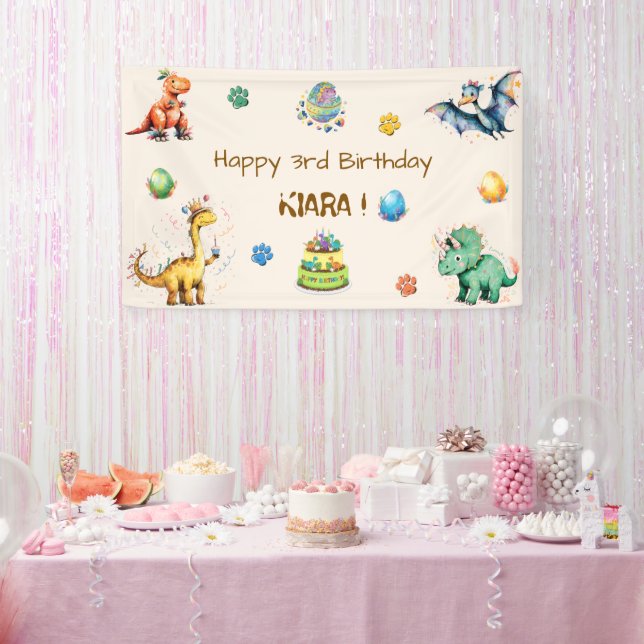 Bannière d'anniversaire de dinosaures pour enfants (Fête)