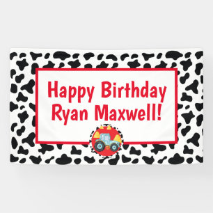 Bannière d'anniversaire de ferme, tracteur, Pays