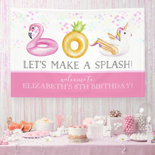 Bannière d'anniversaire de fête à la piscine avec  (Fête)