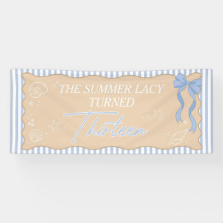 Bannière d'anniversaire de fille bleu pastel de pl