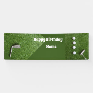 Bannière d'anniversaire de golf avec balles de go