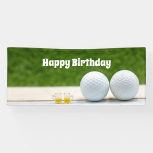 Bannière d'anniversaire de golf avec balles de gol