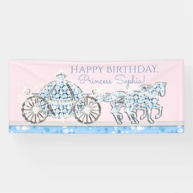 Bannière d'anniversaire de la princesse Cendrillon (Horizontal)