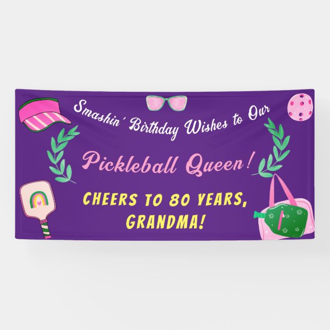 Bannière d'anniversaire de la reine Pickleball per (Horizontal)