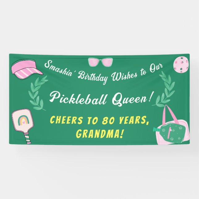 Bannière d'anniversaire de la reine Pickleball per (Horizontal)