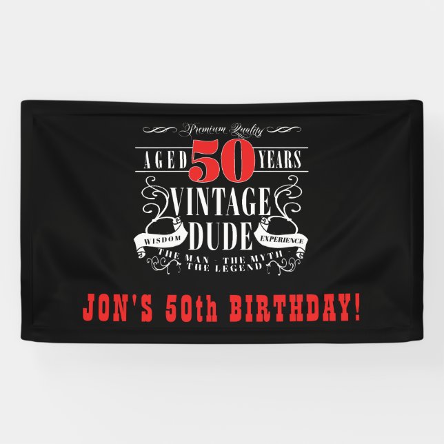 Bannière d'anniversaire de l'homme vintage (Horizontal)