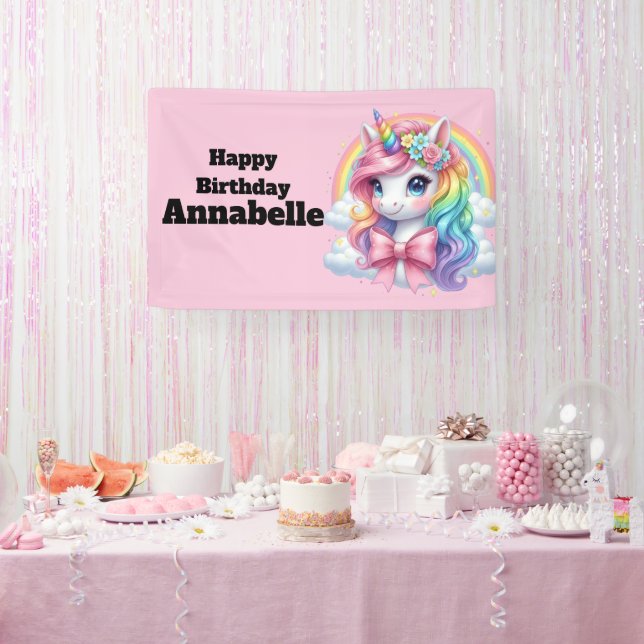 Bannière d'anniversaire de licorne magique | Panne (Fête)