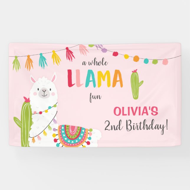 Bannière d'anniversaire de Llama Fiesta Mexicaine  (Horizontal)
