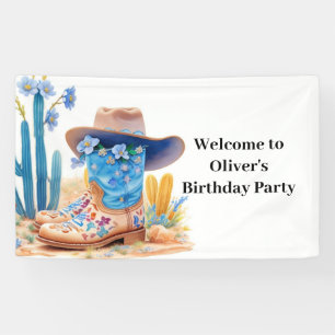 Bannière d'anniversaire de l'Ouest de Cowboy