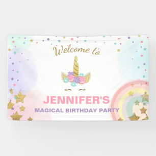 Bannière d'anniversaire de l'Unicorne Magical Pink