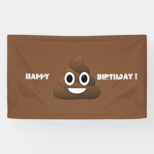 Bannière d'anniversaire de Poop Emoji (Horizontal)