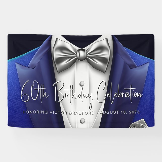 Bannière d'anniversaire de smoking pour hommes (Horizontal)