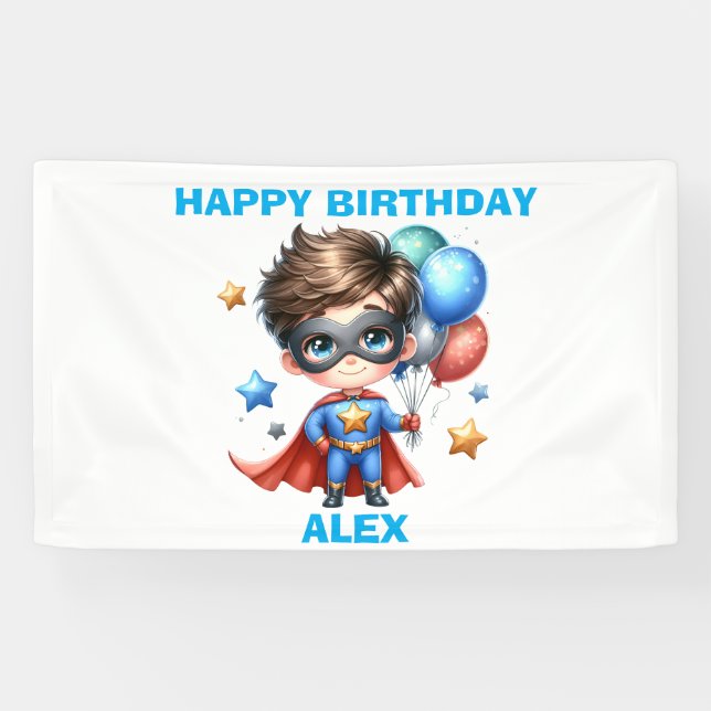 Bannière d'anniversaire de super-héros | Décoratio (Horizontal)
