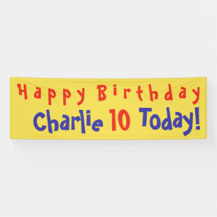 Bannière d'anniversaire d'enfant avec nom et âge
