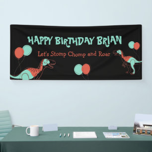 Bannière d'anniversaire des mignons dinosaures