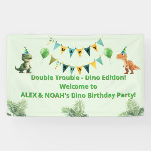 Bannière d'anniversaire Dinosaure pour jumeaux   D