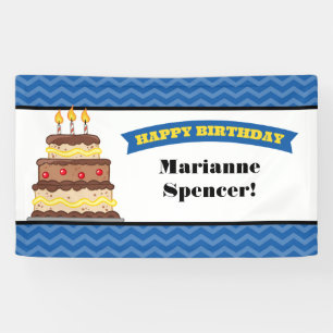 Bannière d'anniversaire du gâteau Chevron jaune 