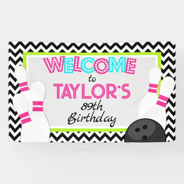 Bannière d'anniversaire du grand bol Neon Chevron (Horizontal)