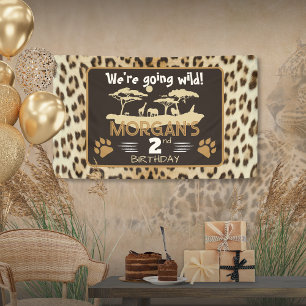 Bannière d'anniversaire du poster de animal Leopar