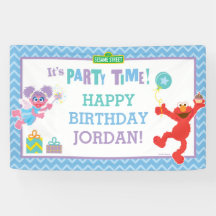 Bannière d'anniversaire Elmo et Abby