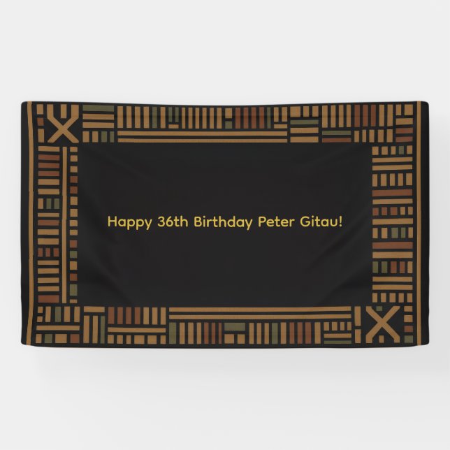 Bannière d'anniversaire en or Kente africain (Horizontal)