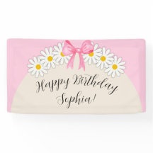 Bannière d'anniversaire Fille Fleur de marguerite
