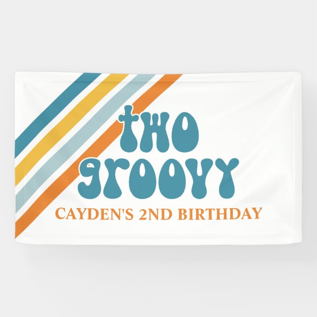 Bannière d'anniversaire garçon avec DEUX rayures r (Horizontal)