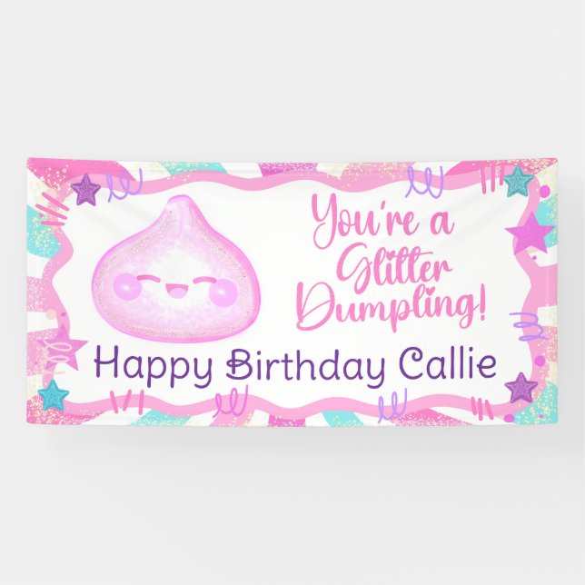 Bannière d'anniversaire Glitter Dumpling  (Horizontal)
