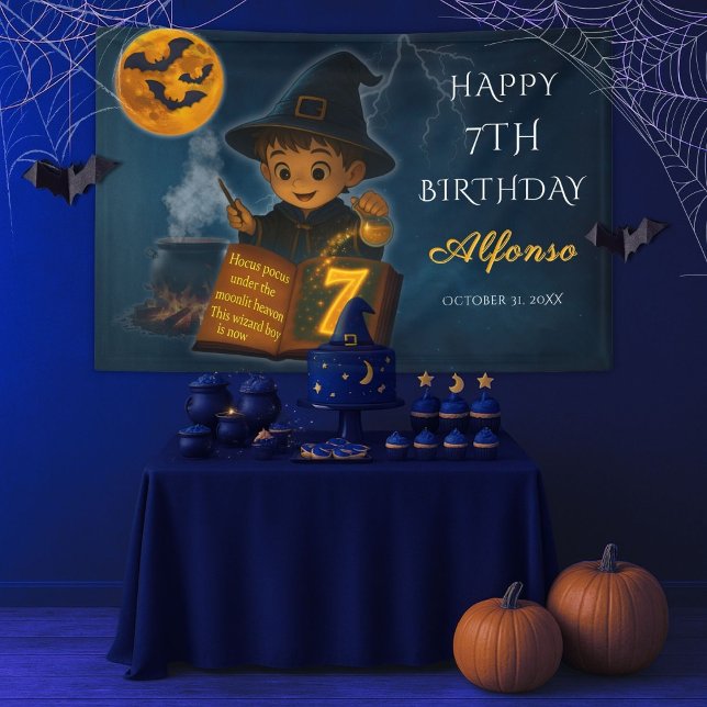 Bannière d'anniversaire Halloween de sorcier (Créateur téléchargé)