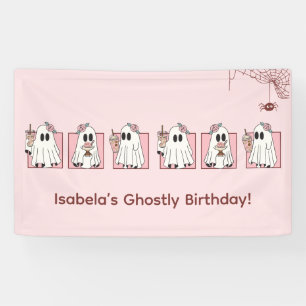 Bannière d'anniversaire Kawaii Halloween – Fantôme