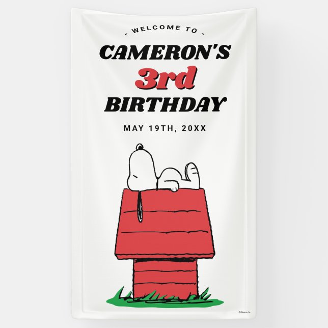 Bannière d'anniversaire La Maison de Snoopy (Vertical)