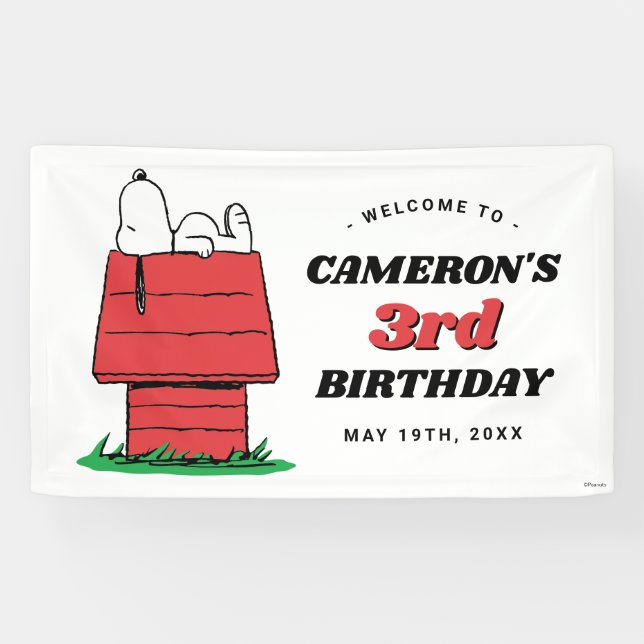 Bannière d'anniversaire La Maison de Snoopy (Horizontal)