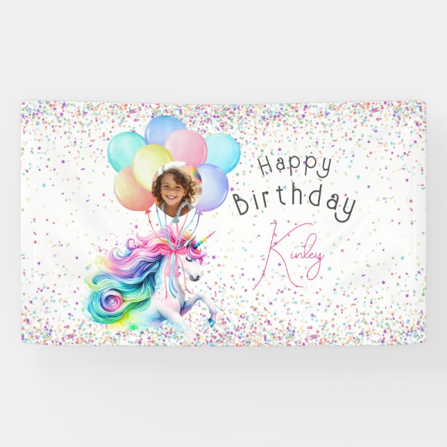Bannière d'anniversaire Licorne (Horizontal)