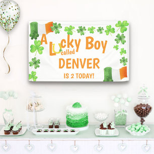 Bannière d'anniversaire Lucky Boy Irish Shamrock
