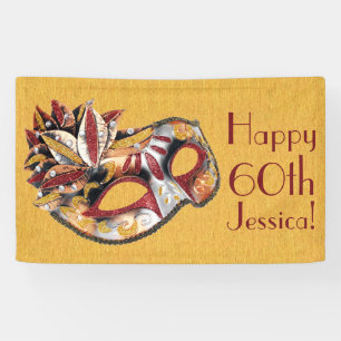 Bannière d'anniversaire Masquerade personnalisée