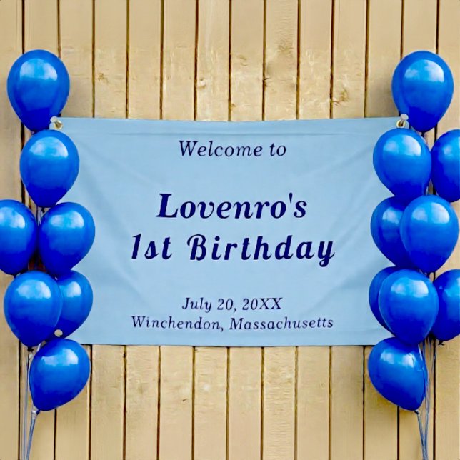 Bannière d'anniversaire minimaliste bleu clair pou (Créateur téléchargé)