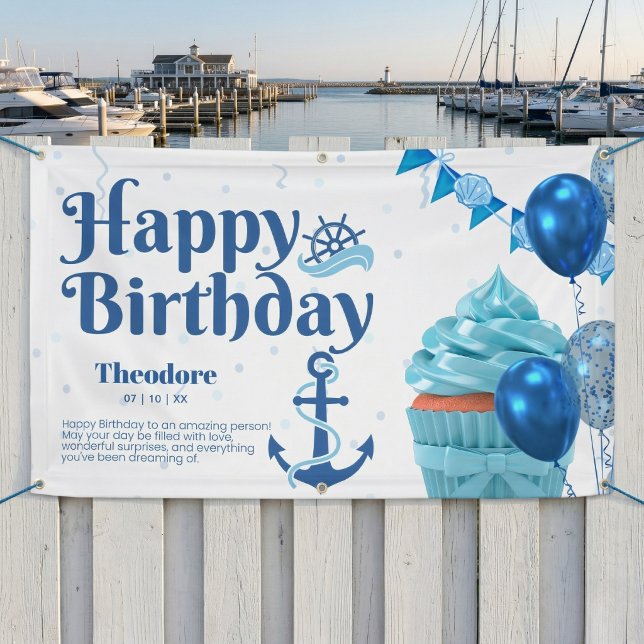 Bannière d'anniversaire nautique (Perfectly personalized for your sailor.)