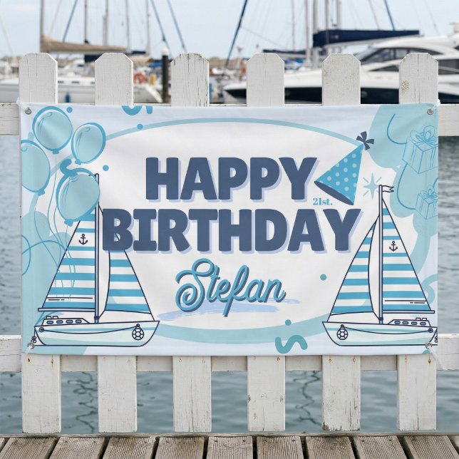 Bannière d'anniversaire nautique Cabana Sail (The ultimate seaside celebration sign.)