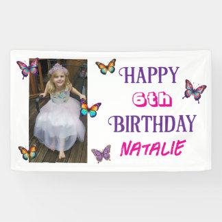 Bannière d'anniversaire papillon personnalisée ave