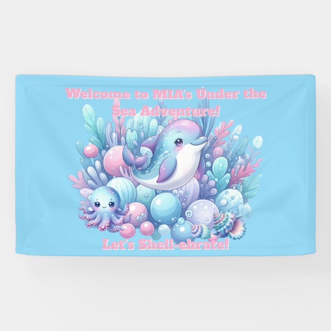 Bannière d'anniversaire personnalisable Sous l'océ (Horizontal)