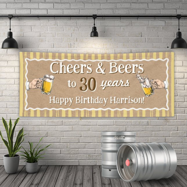 Bannière d'anniversaire personnalisée Cheers & Bee (Créateur téléchargé)