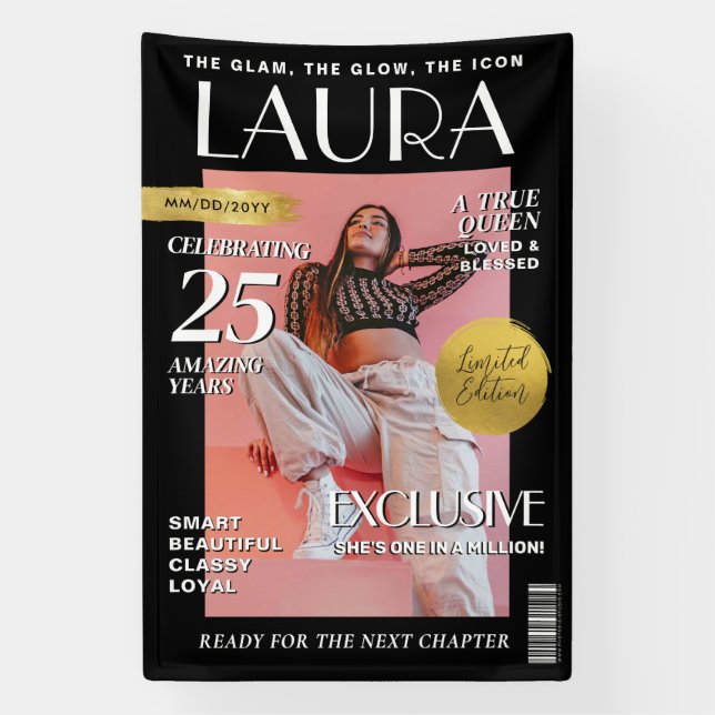 Bannière d'anniversaire personnalisée, couverture  (Verticale)