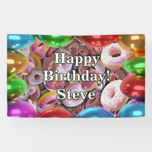 Bannière d'anniversaire personnalisée Donuts (Horizontal)