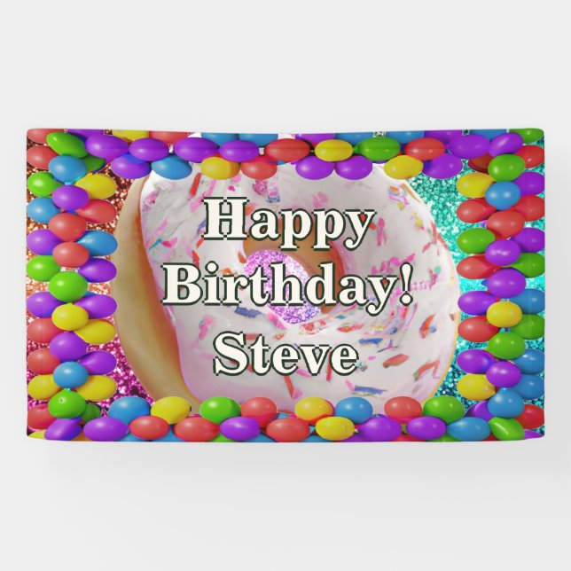 Bannière d'anniversaire personnalisées Donut (Horizontal)